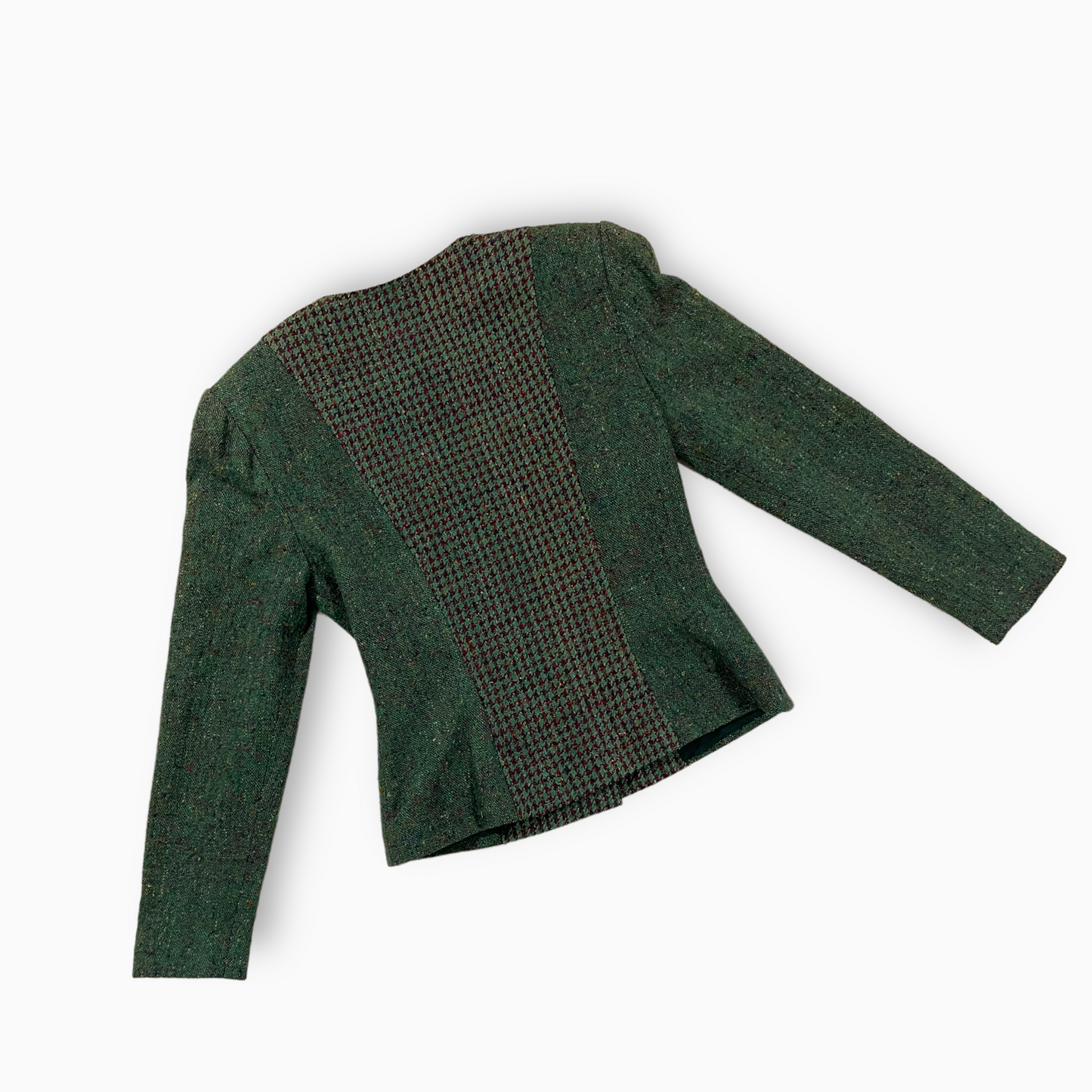 1940s Vogue Patters Green Tweed button Blazer jacket vintage houndstooth mixed material one of a kind