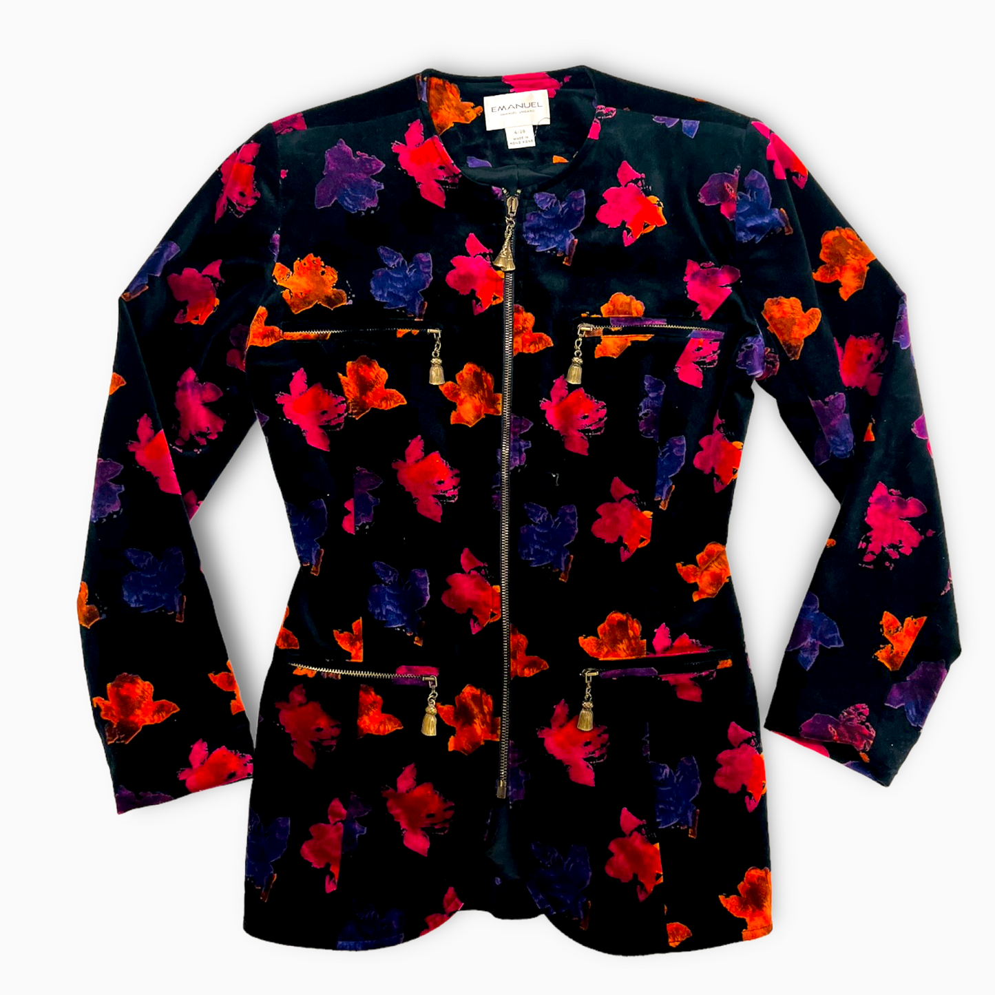 Emmanuel Ungaro Floral Velvet Skirt Suit