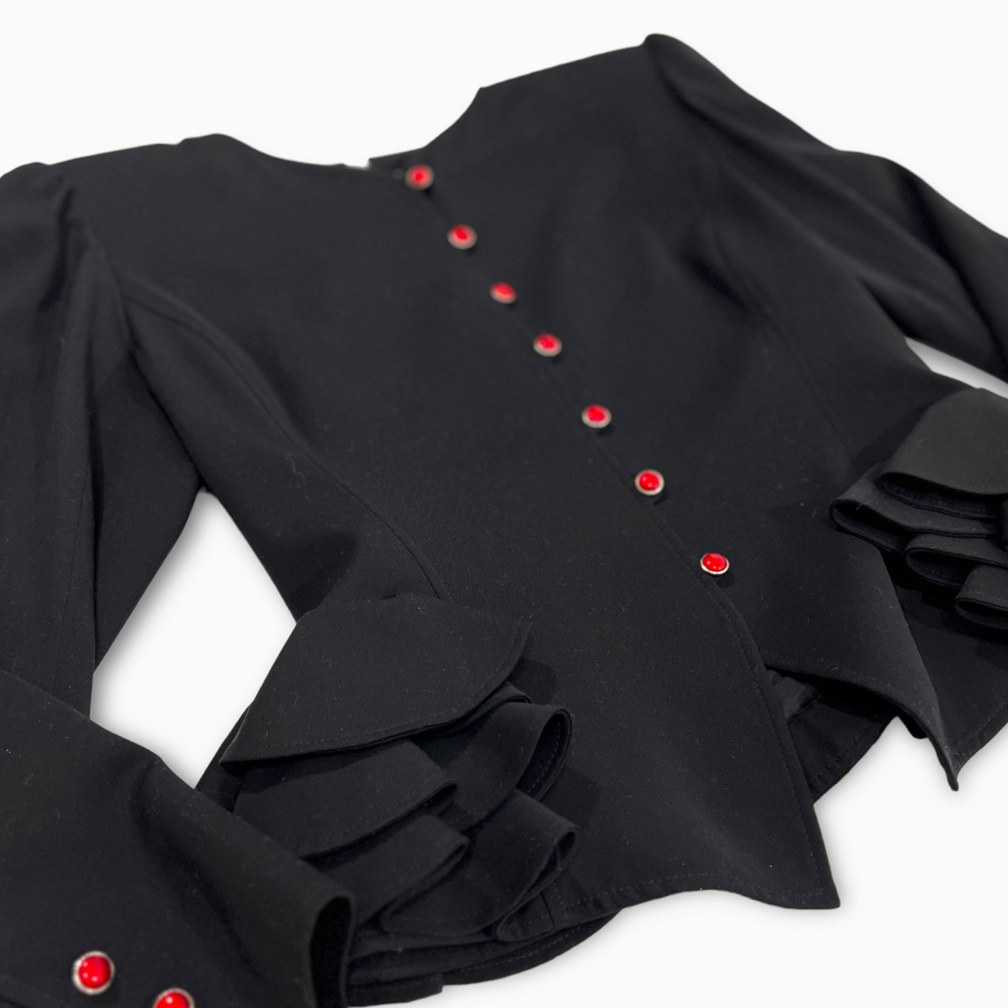 Emmanuel Ungaro Black Ruffled Skirt Suit