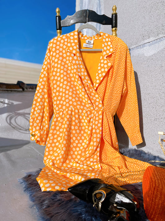 Vintage Saffron Wrap Dress