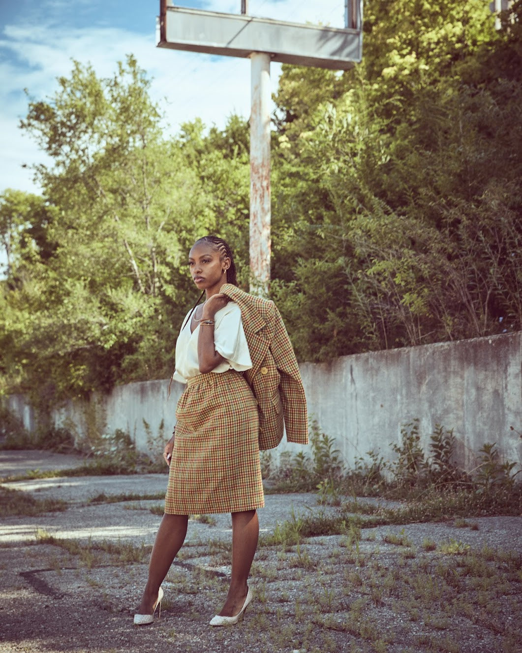 Vintage Givenchy Plaid Skirt Suit