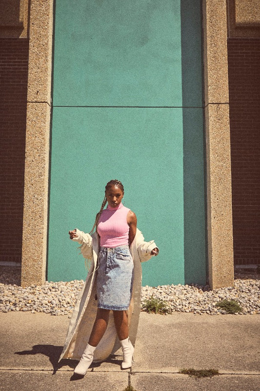 Stone Washed Denim Mini Skirt