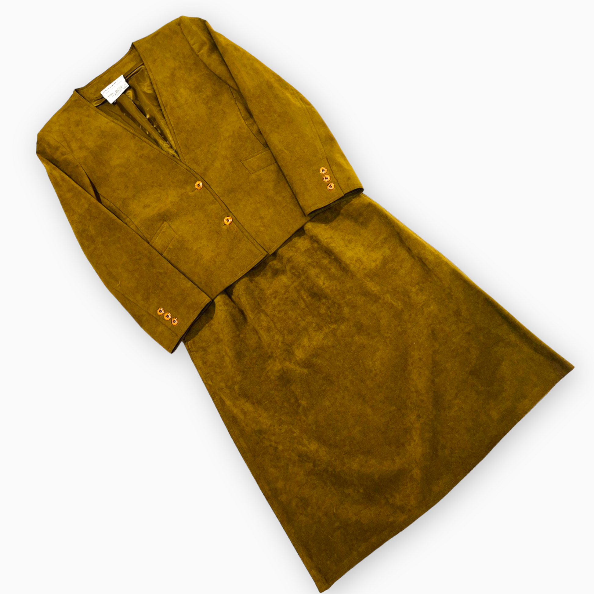 Vintage 1980s Bill Blass Suede Skirt Suit