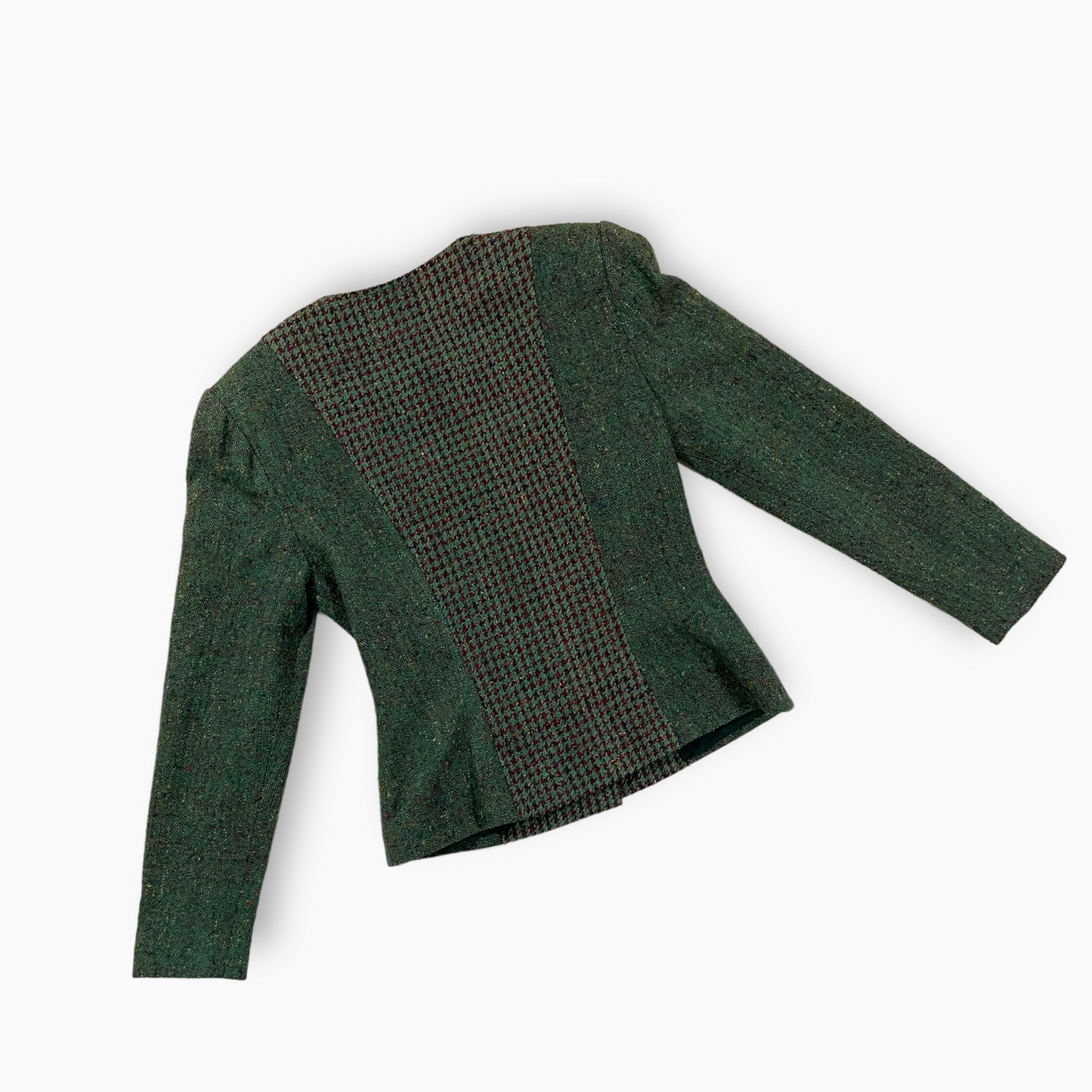 1940s Vogue Patters Green Tweed button Blazer jacket vintage houndstooth  mixed material one of a kind