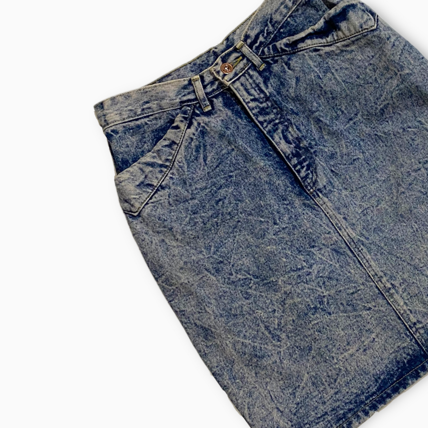 Stone Washed Denim Mini Skirt