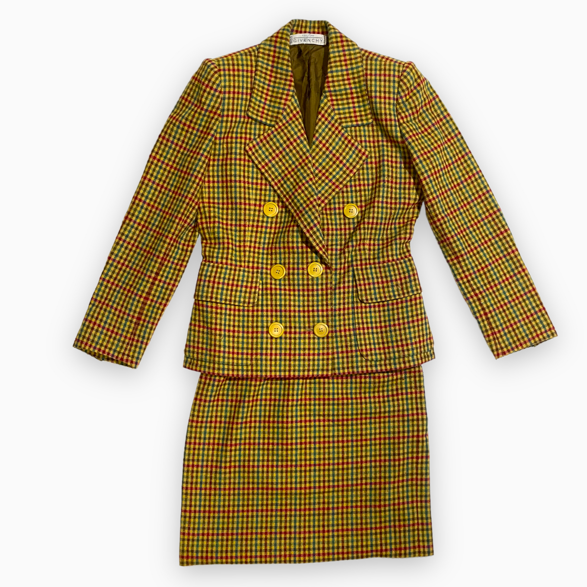 Vintage Givenchy Plaid Skirt Suit